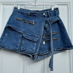 Kaylee Kollection Denim Zippered Women Shorts Size Large